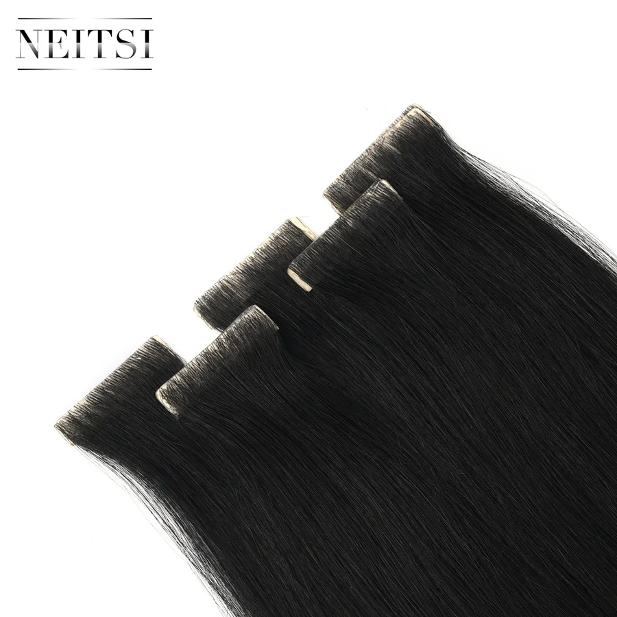 

Neitsi 16inch Handknoted PU Skin Tape In Hair Extensions Human Double Drawn Remy Hair Extensions Tape