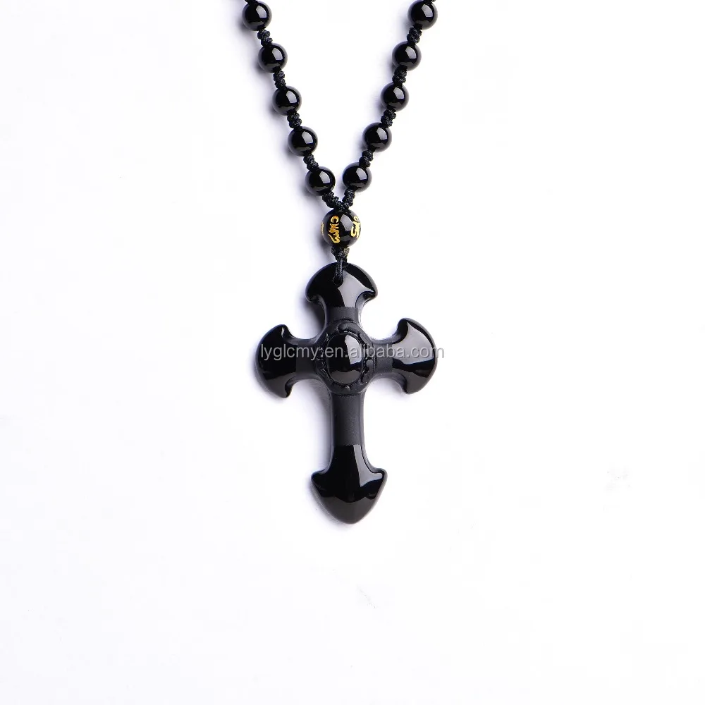 

Wholesale jewelry Obsidian Pendant Necklace Cross Pendant Jewelry for Men Womens Pendants, Black