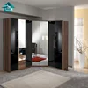 Customized Modern Door MDF Wooden Clothes Mirror bedroom Corner Wardrobe