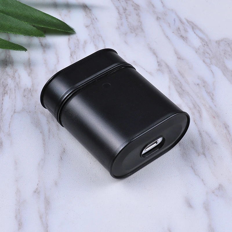 Fashion square PC groove blank Case for AirPods 2 custom luxury leather case for airpod sleeve
