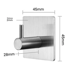 Image of Free Shipping Self Adhesive Hooks Heavy Duty Stainless Steel Wall Hanger for Clothes, Coat, Towel, Keys, Bags,kitchen