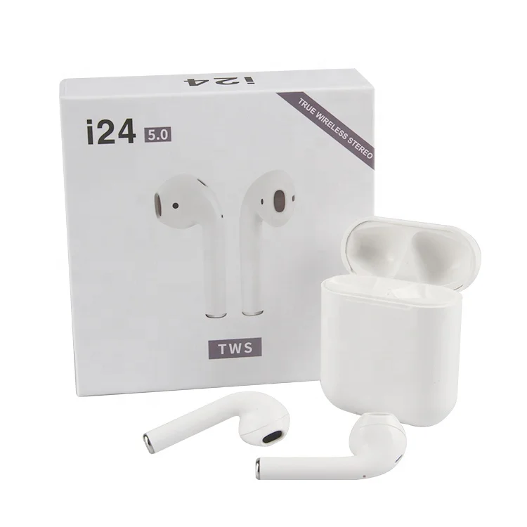 

2019 Newest i24 tws pop-up mini blue tooth headset with LED indicator, White