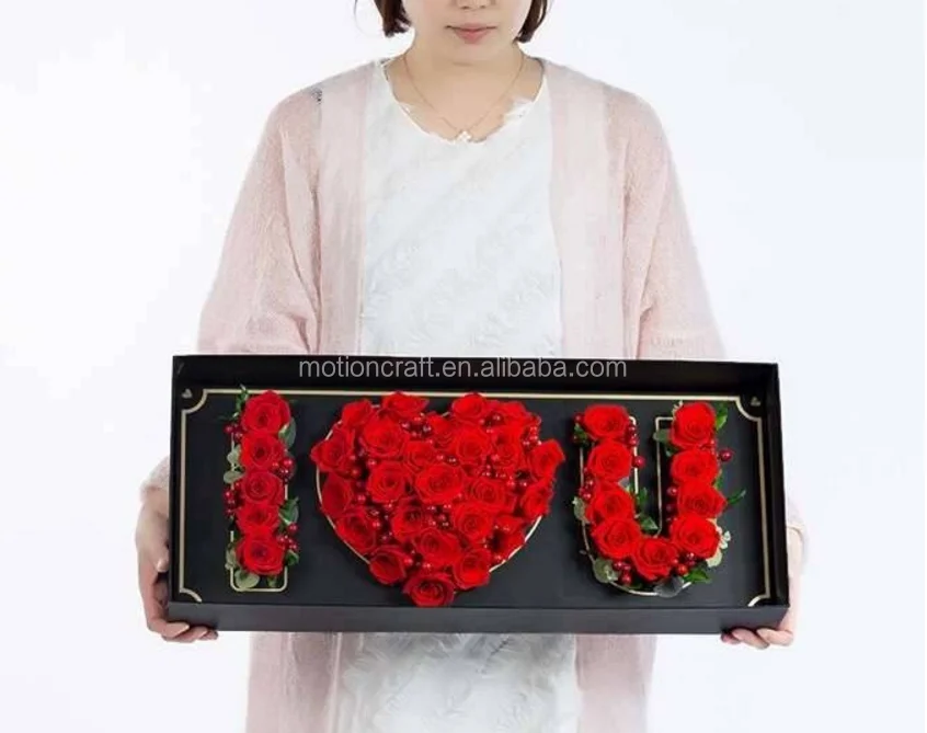 Romantic Valentine's Day Rose Flower Box Wholesale I Love You Shape