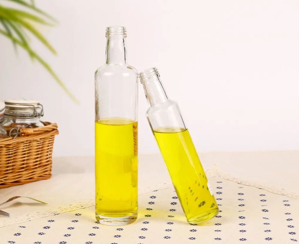 Empty Glass Olive Oil Bottle Clear And Dark Green Color 100ml 250ml