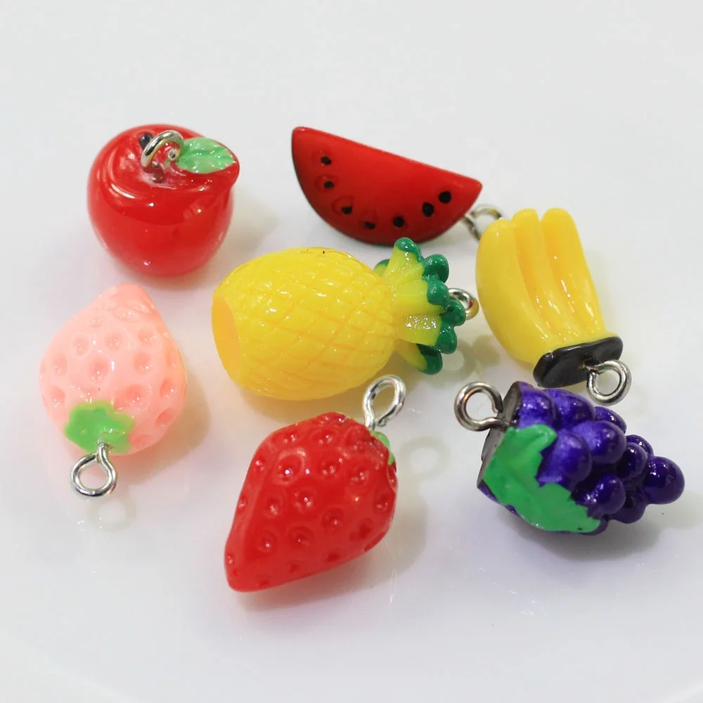 

Cute Mini Resin 3D Simulation Plastic Fruit Charms For Keychain Necklace Earring Pendant, Same as photo