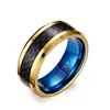 Maralry KSF113 Blue Color Plated Mens Carbon Fiber Tungsten Ring Wedding Engagement Ring Tungsten Carbide Ring