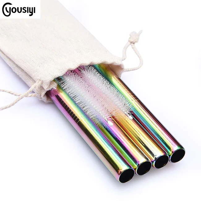 

12mm Bubble tea metal straw,reusable stainless steel drinking straw set, Black;gold;rose gold;silver;pink;blue