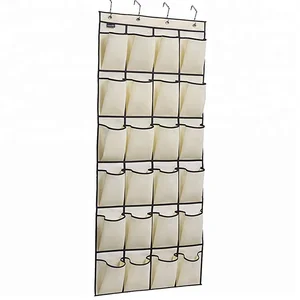 Image of 24 pockets door hanging shoe organizer, storage bag with 4 hanging hook