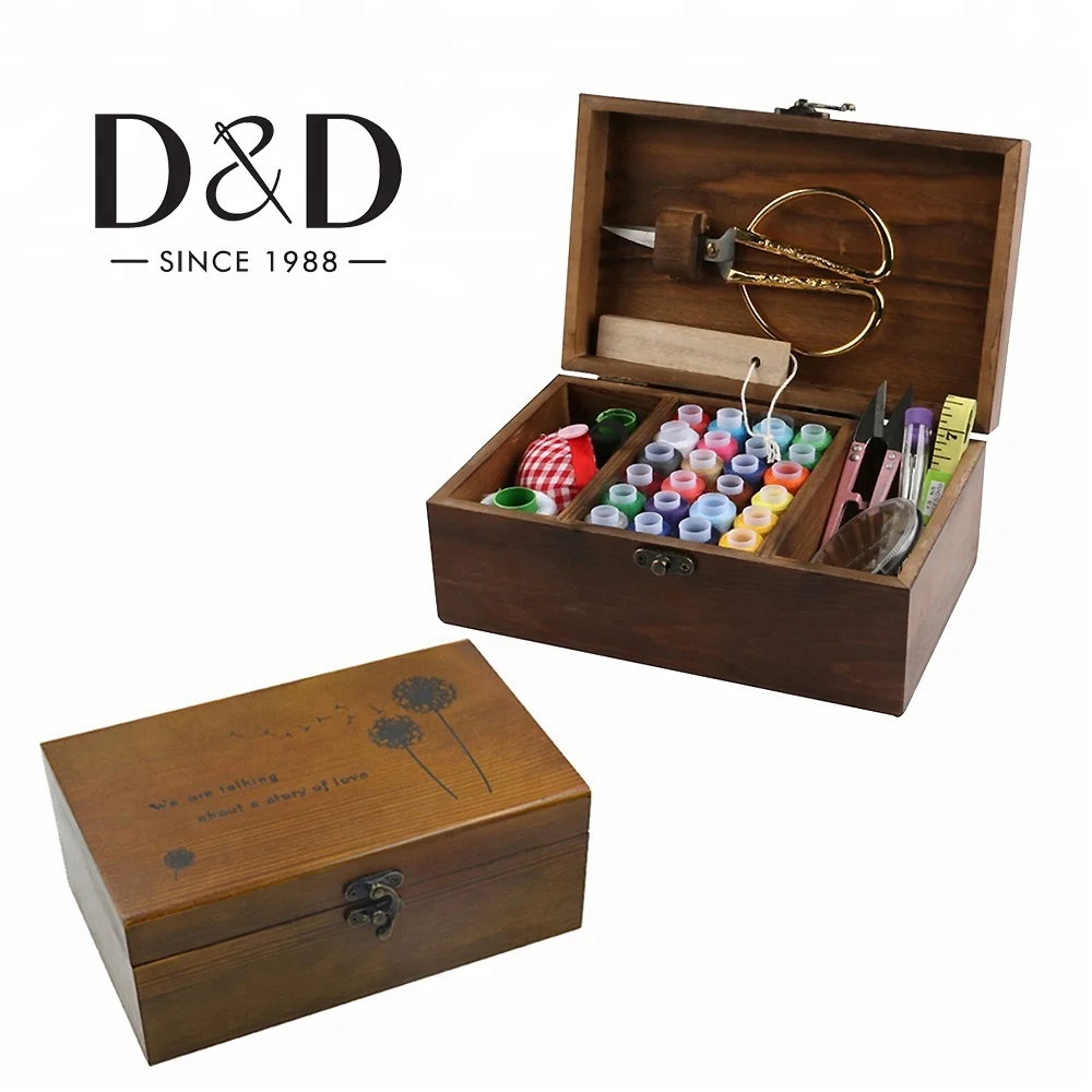 

travel extension get free sample wooden basket multipurpose sewing kit with thread sewing kit for home, Colorful