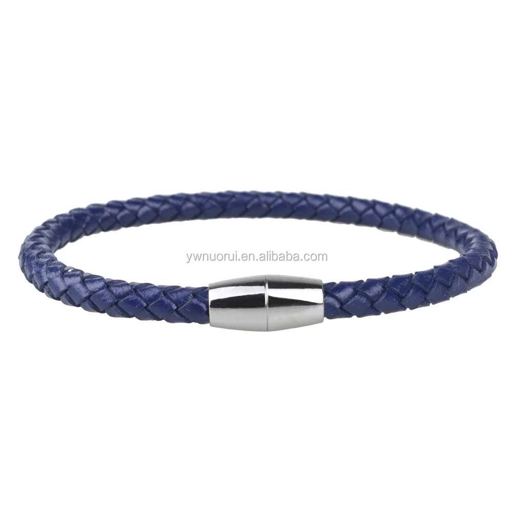 Leather Bracelet Men Gold Plated Stainless Steel Bangle Jewelry