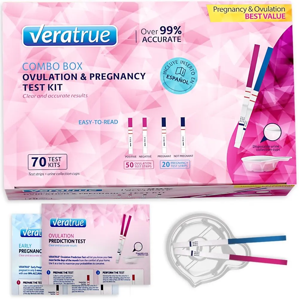 AccuMed Combo 10 Ovulation (LH) & 3 Pregnancy (HCG) Test Strips Kit, Cl...
