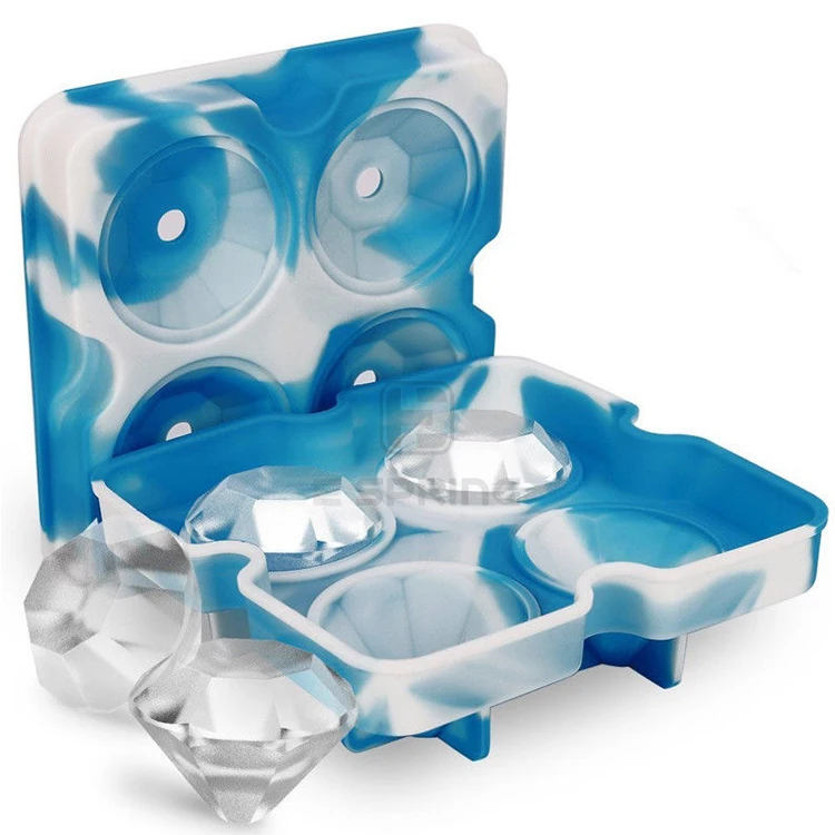 
Factory Provide Directly Customized Logo Diamond Novelty Mini Ice Cube Trays Silicon Set of 2 