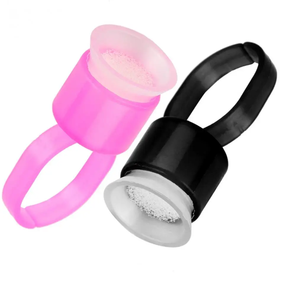 

Disposable Microblading Tattoo Pigment Ring Cup with Sponge Tattoo Ink Permanent Makeup Eyebrow Accessories, Black and pink