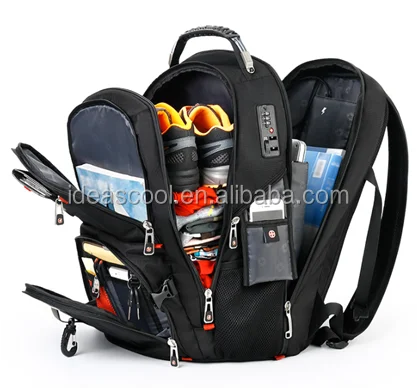 سعة كبيرة نايلون كمبيوتر محمول للأعمال على ظهره حقيبة حقيبة السفر