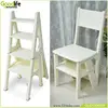 Factory wholesale dressing room wooden convertible step ladder chair