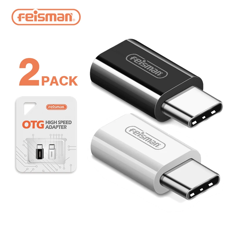 

Feisman USB-C Type C 3.1 to Micro USB Female Adapter Adaptor for Macbook Samsung Note 8 S8 S9 USB-C Converter Adaptor 2 Pack, White;black