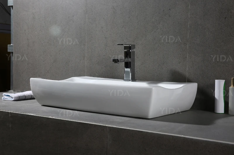 Unique Shape Width Bathroom Countertop Basin Wash Clothes Lavatory Basin Sink Italy Design