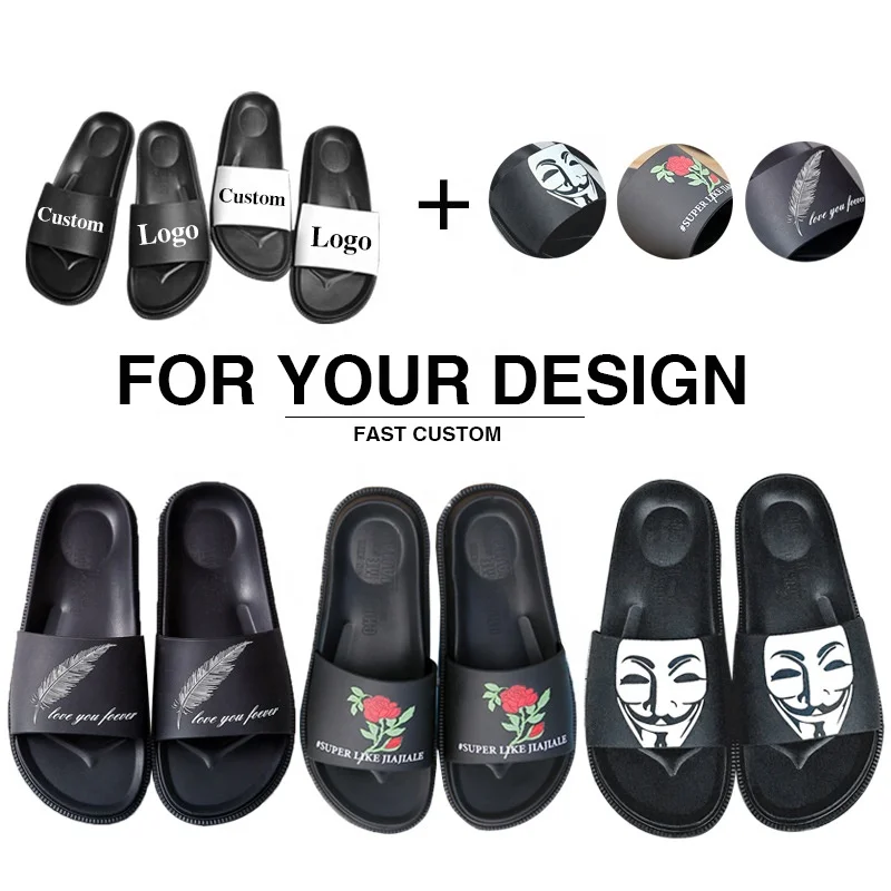

jiajaile environmental soft non-slip solid custom LOGO DIY slippers for men and women