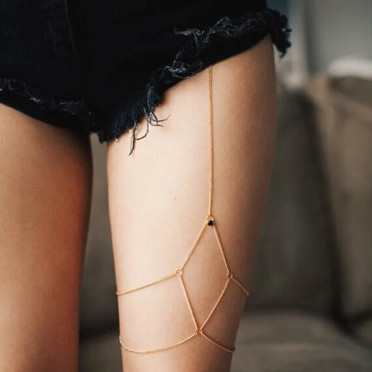 

sexy body jewelry leg body chain woman body jewelry(EJ1572), Gold/silver