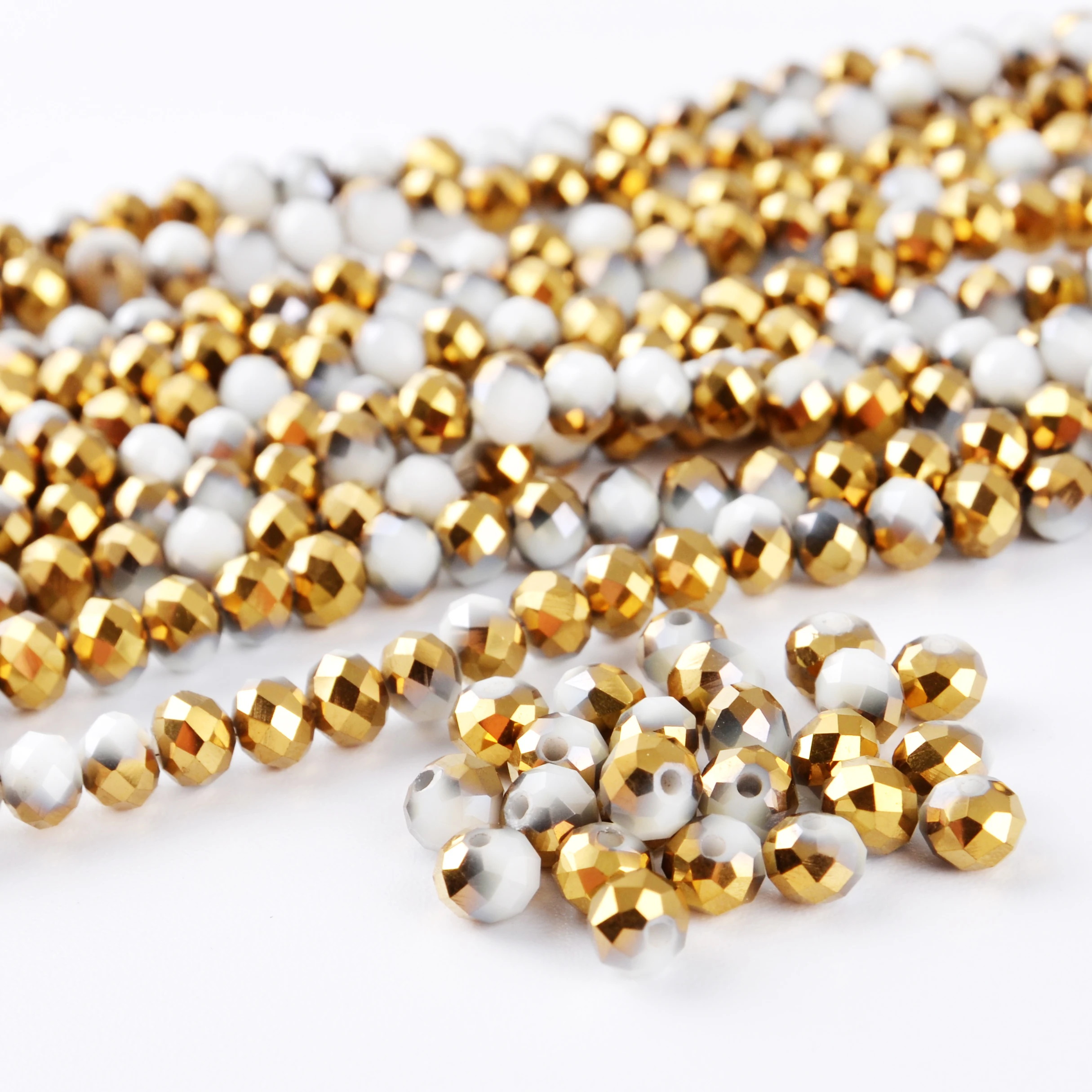 

Glass Beads 3mm 4mm 6mm 8mm, Rondelle Beads Crystal Faceted Beads Half Plating