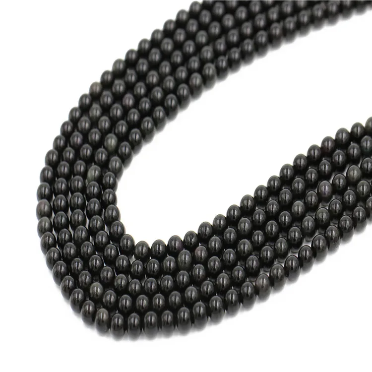 

Wholesale Polished Round Natural Loose Stone Black Onyx Gemstone Bead Strand, As picture