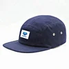 Custom 5 panel cap unstructured flat bill hat 5 panel hat with plastic closure