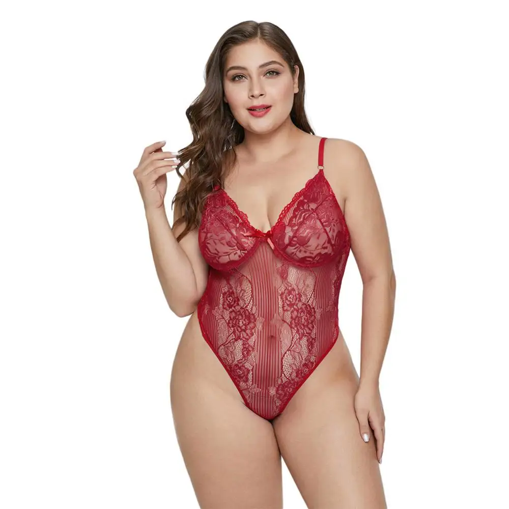 

Sweet Floral Plus Size Teddy Lingerie Women Sexy Babydoll, Customized