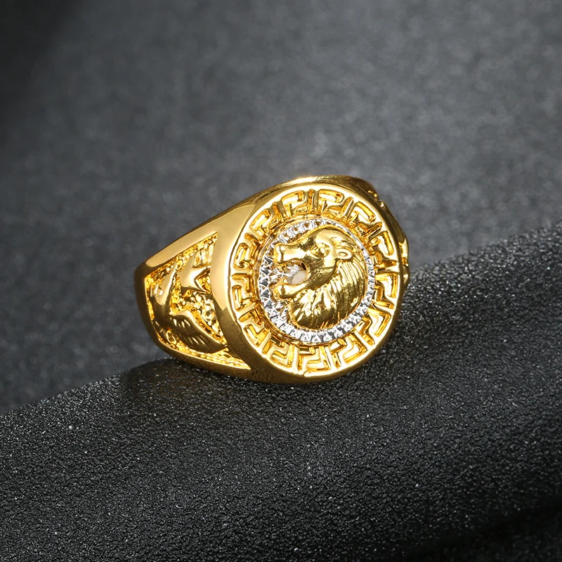 Joyería De Oro,Anillo De Oro Con Cabeza De León,Joyería Para Hombres