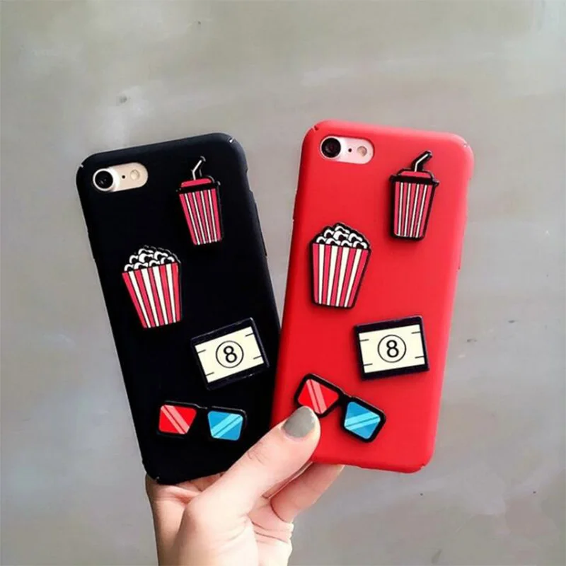 

2018 Hard PC Shell Phone Cases For Apple iPhone 6 6s 6sPlus 7 7Plus Cute Cartoon Cinema Glasses Scrub Fashion Back Cover Coque