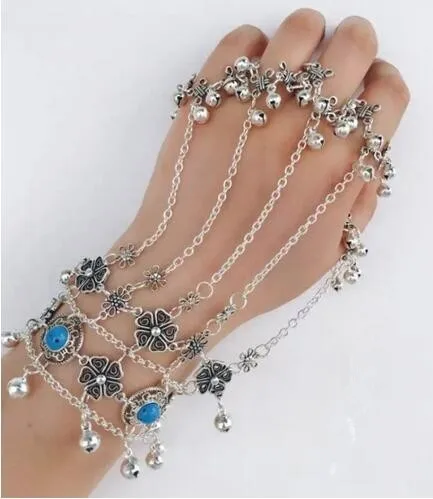 

Westward Journey Zijin Fairy Ethnic Retro Ring Rells Bracelet Slave Chain Jewelry, Silver