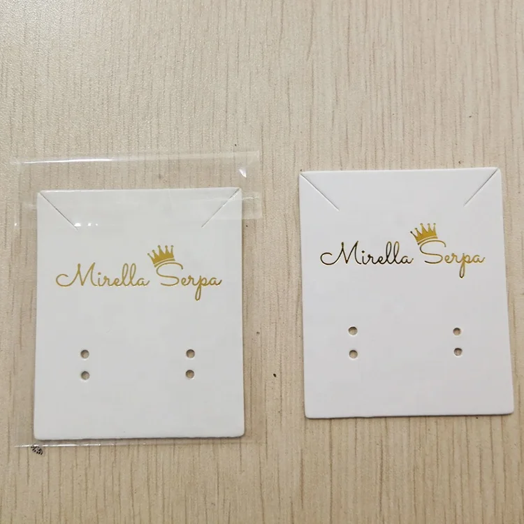 

Custom glossy gold foil logo necklace card, display jewelry earring card, Pantone color