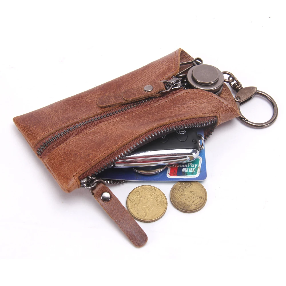 

CONTACT'S New Compact Key Organizer Bag Women Keychain Covers Genuine Leather Car Key Holder Wallet, Brown, coffee, black