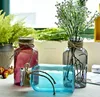 tall decor single flower glass vase with painting designs