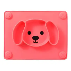Image of Baby Silicone Suction Placemat Plates One Piece Food Feeding Divided Mat for Kids and Toddlers, Fits Most Highchair Trays, Dis