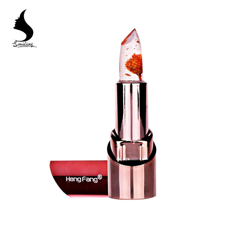 

HengFang Magic Temperature Color Change Flower Jelly Moist Gold Foil Fruit Flavored Lipstick With Mirror Tube, Minutemaid/barbie doll/dream purple