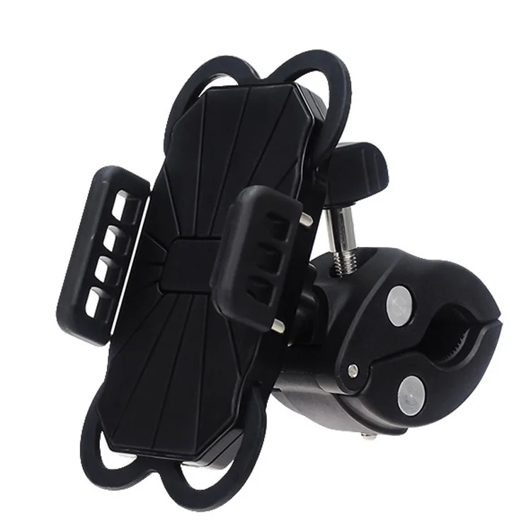 

New Popular 360 Degree Rotation Mobile Phone Bicycle Scooter Handlebar Stand Holder for iPhone6s With Silicone Strap Protection, Black / grey