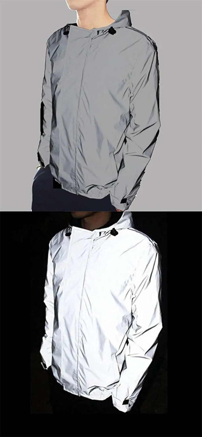 Mens 3M Super Bright Reflective Jacket Coat 