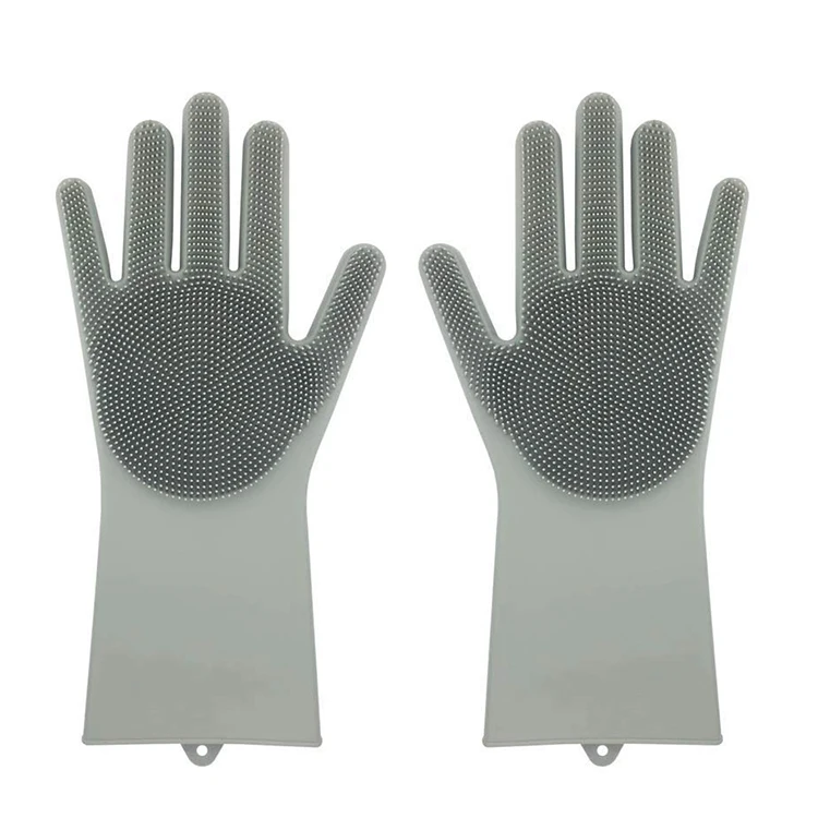 

Scrubber Cleaning Gloves Heat Resistant Silicone Magic Gloves for Dish wash