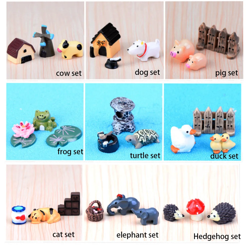 

3pcs/set Little Animal DIY Miniature Fairy Garden Accessories, As photo