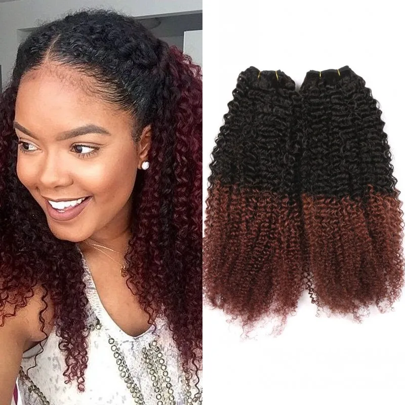 3c Peruvian Curly Ombre Human Hair Weave Extensions Non Remy Hair
