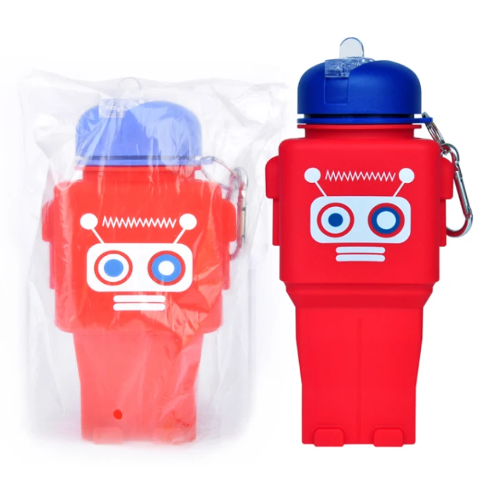 

Eco Friendly Robot Shape Silicone Foldable Water Bottle Custom Eco, Customized color