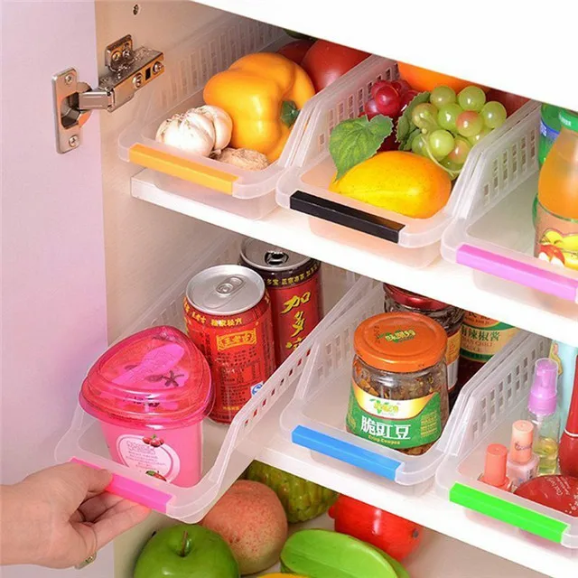 Fridge Storage Basket Rack Space Saver Food  Refrigerator Organizer