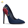 low MOQ OEM free sample footwear italian tacones making lady pointed toe china embroidered high heel customize women shoes pumps