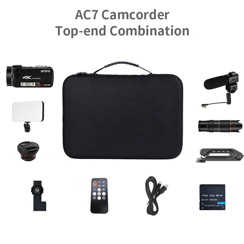AC7 Top-end Combination for 10X Optical Zoom Video Camera Whole Set 4K Video Camera with External Accessories