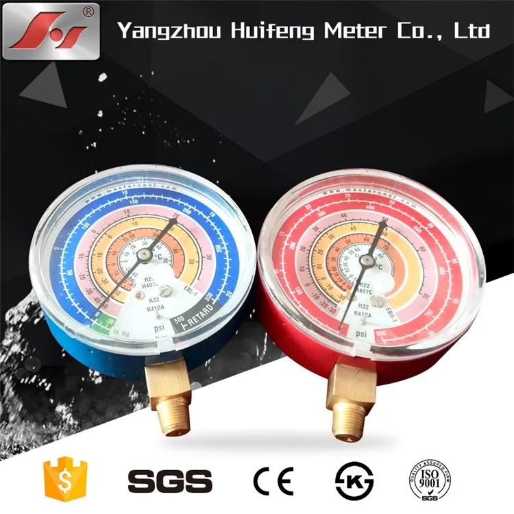 Hf 70mm 80mm 2.5" Cheap Red And Blue Refrigerant Dry Red Maximum Indicating Pointer Pressure