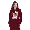 YILEYA Printable pattern cotton winter long sleeve sweatshirt set women pullover hooded sweater