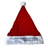 custom kids red plush velvet santa hats embroidery logo promotion christmas hat