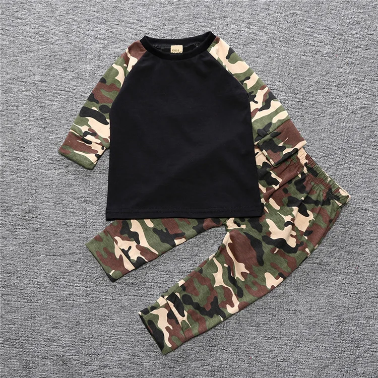 

Children's Clothes Newborn Baby Boy Clothing Toddlers Camouflage Pattern Outfit, Black