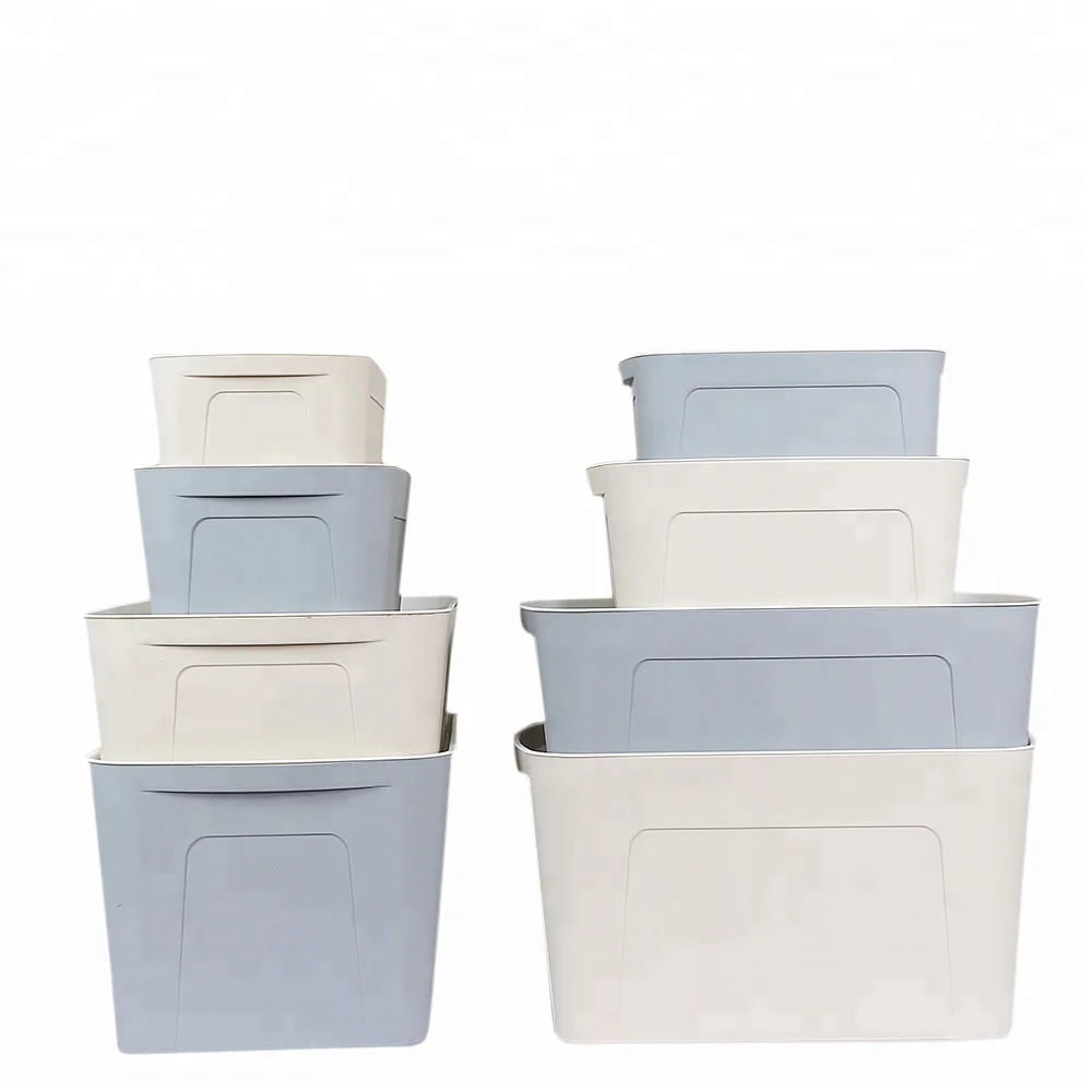 

factory direct sale top quality PP storage plastic box decorative, Grey beige and customized