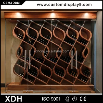 Antique Solid Wood Display Showcase Glass Sliding Door Wine